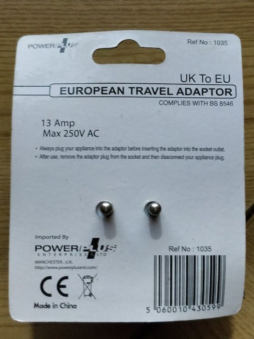 Adaptador Tomada Reino Unido para União Europeia - NOVO