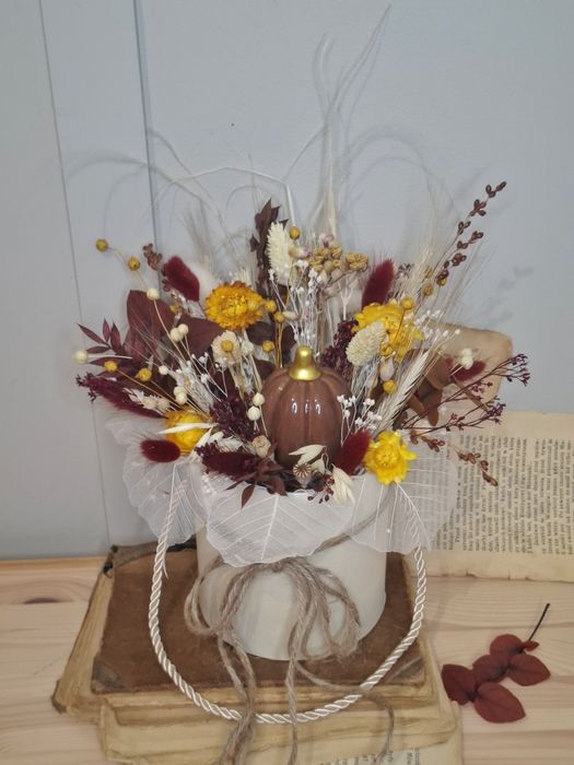 Jesienny flowerbox suszone kwiaty