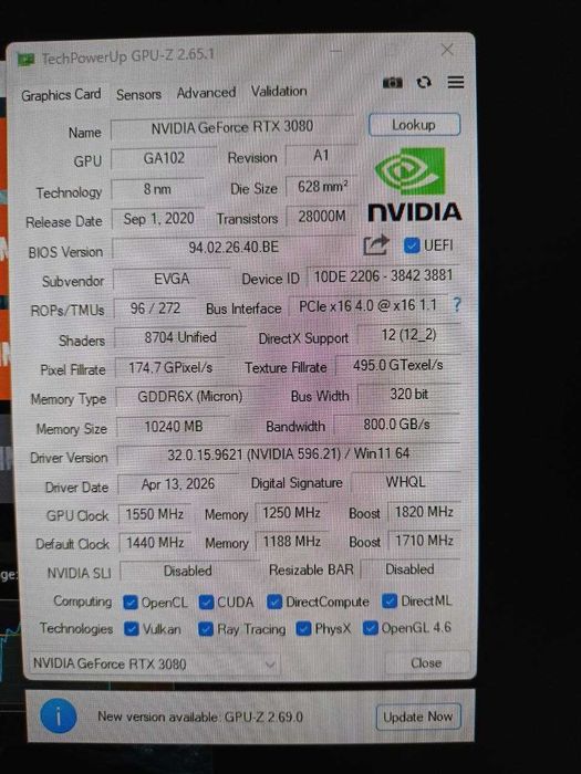 EVGA RTX 3080 10GB з дефектом