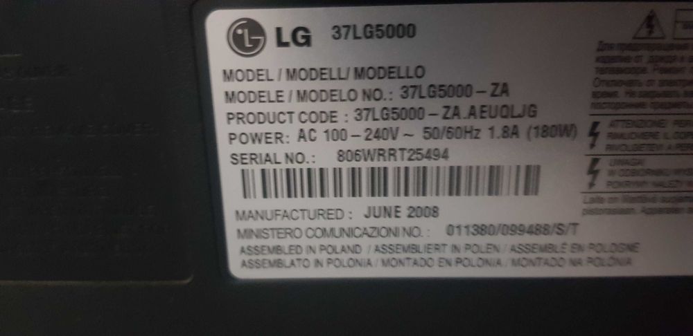 TV LG 37LG5000 para peças