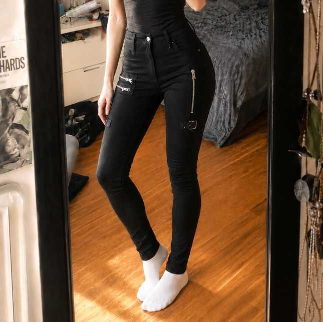 Spodnie vixxsin S 30-34 EMP emo czarne rurki skinny