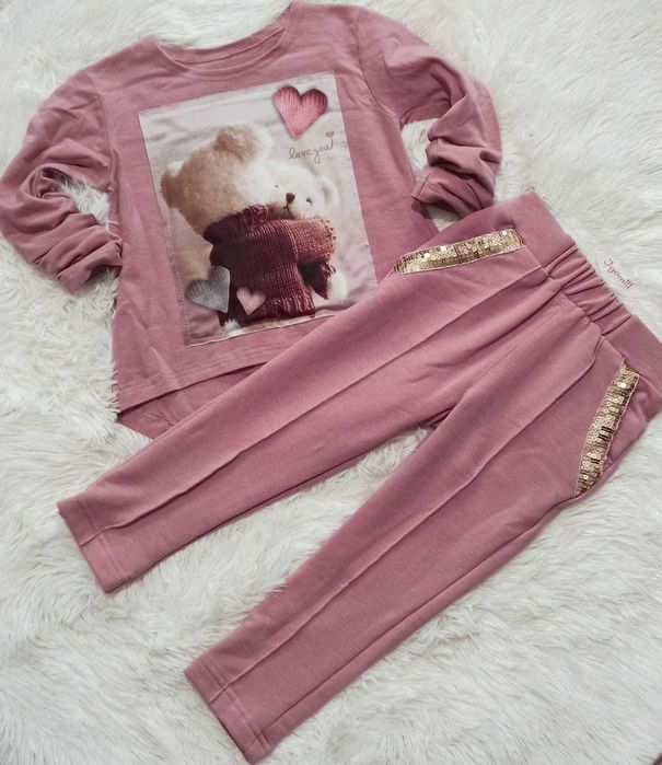 Spodnie dla dziewczynki różowe ocieplane nowу  rr., 98-104