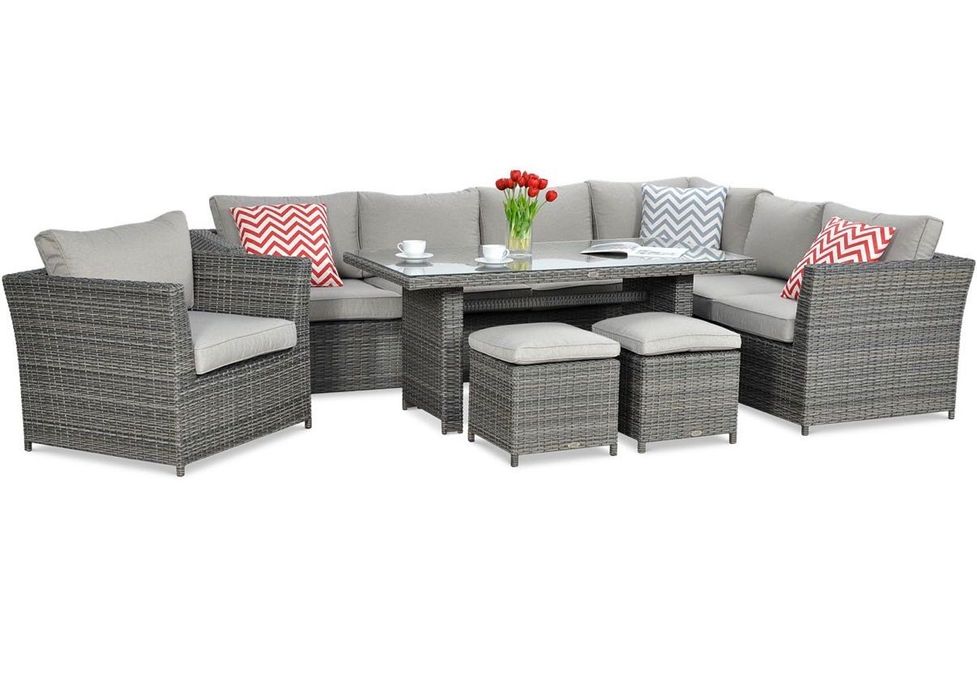 Narożnik technorattan MONIZ DINING PLUS Dark Grey