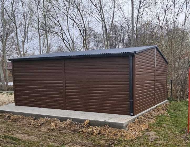 Garaż blaszany 5x6, drewnopodobny garaż, solidna konstrukcja