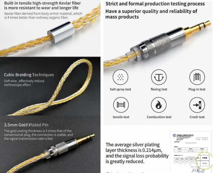 Кабель KZ Gold Silver Cube Mixed Cable