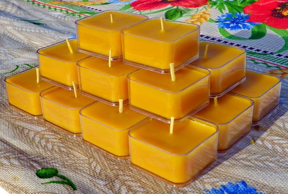 Квадратна чайна свічка з бджолиного воску для лампадок та аромоламп