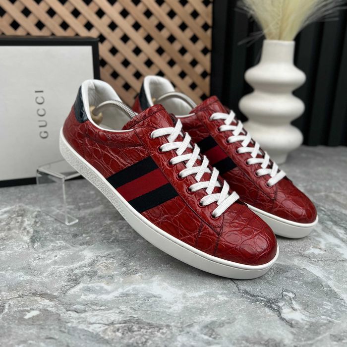 Gucci Ace Web Low Sneakers Чоловічі кросівки шкіра крокодила оригінал 43.5 EUR