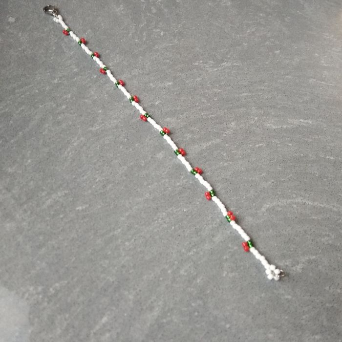 Bransoletka handmade - wzór wisienki - stal szlachetna