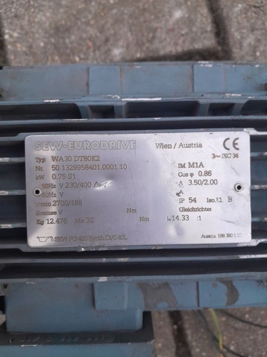 Motoreduktor 0,75 kw 188 obr sew