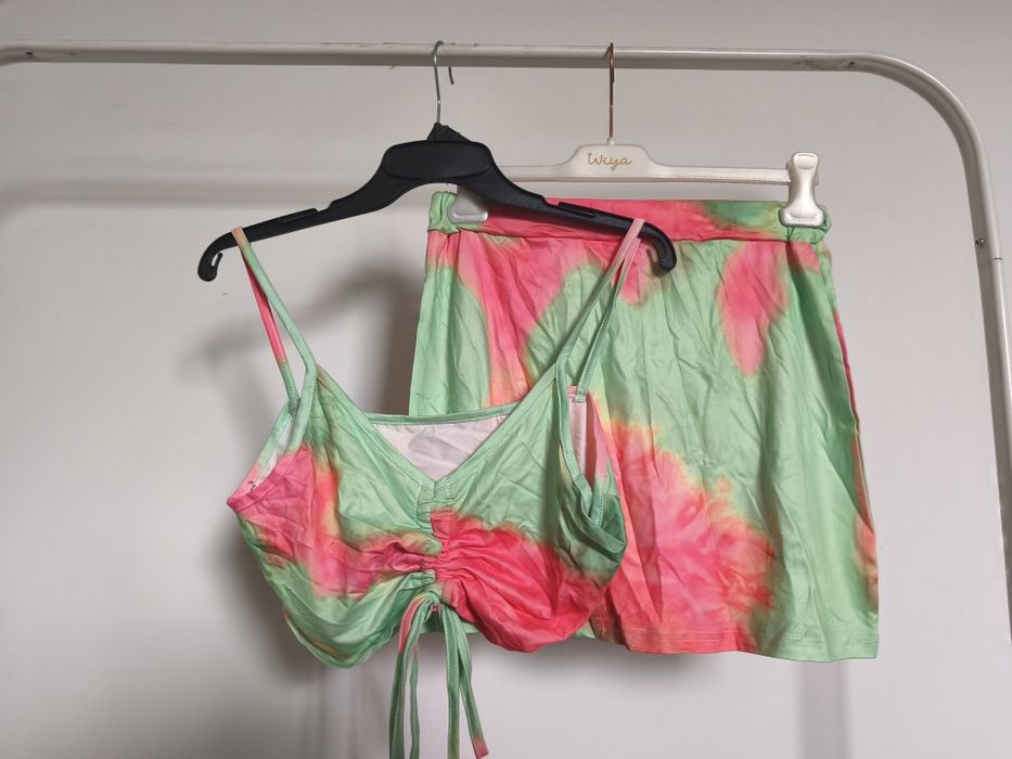 Komplet tęczowy kolorowy spódniczka top mini  m/l nowy