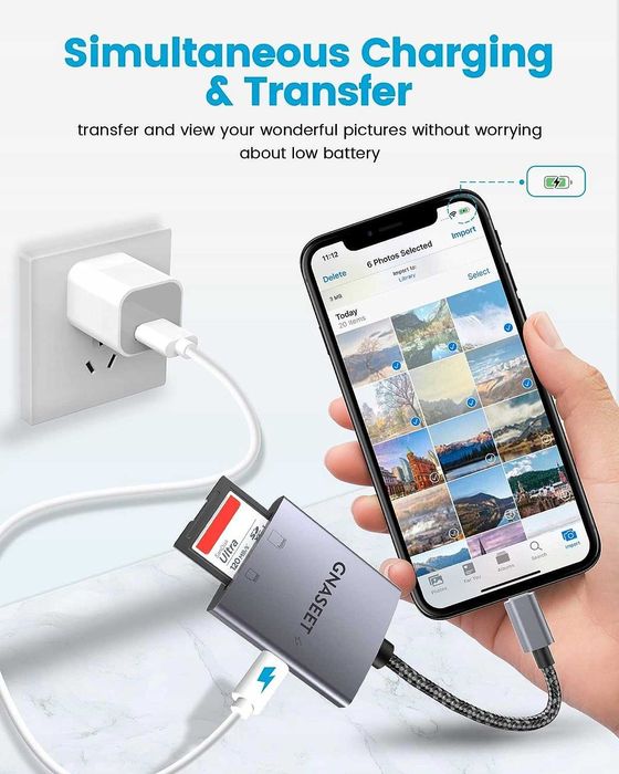 Czytnik kart SD do iPhone iPad Gnaseet SPC520