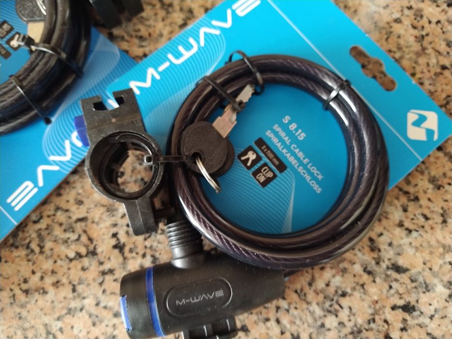 Cadeado para bicicleta 8x1500mm 150cm chave Cabo de aço inox carro.