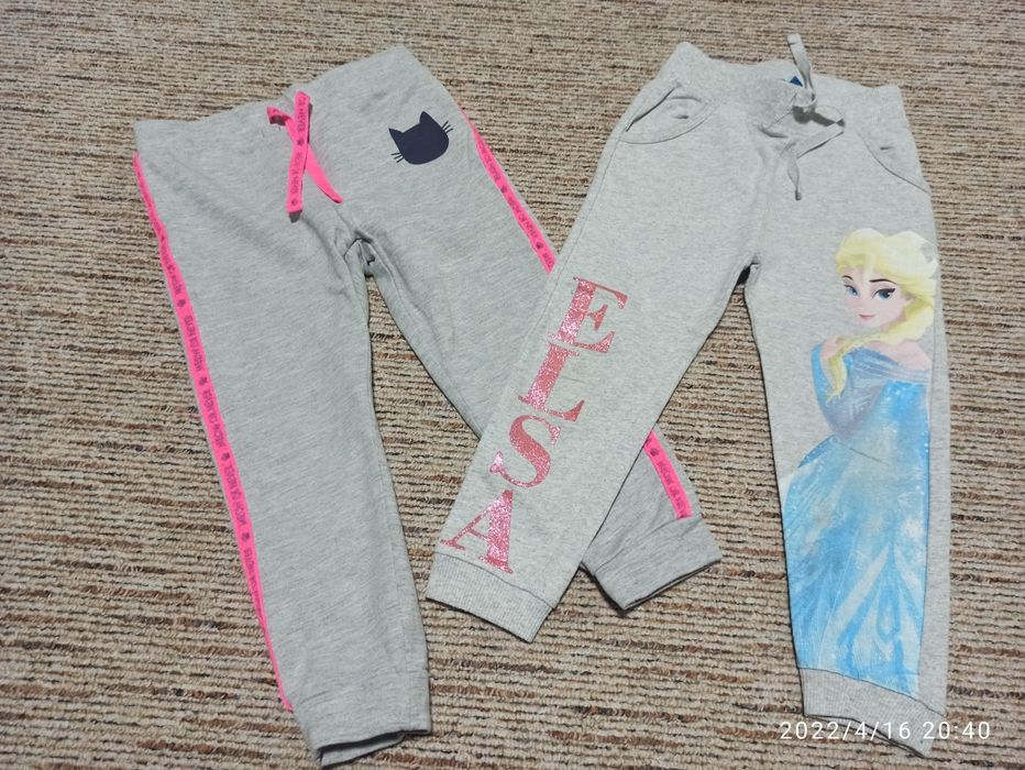 Zestaw komplet dwie pary spodni dresowe dla dziewczynki 92/98