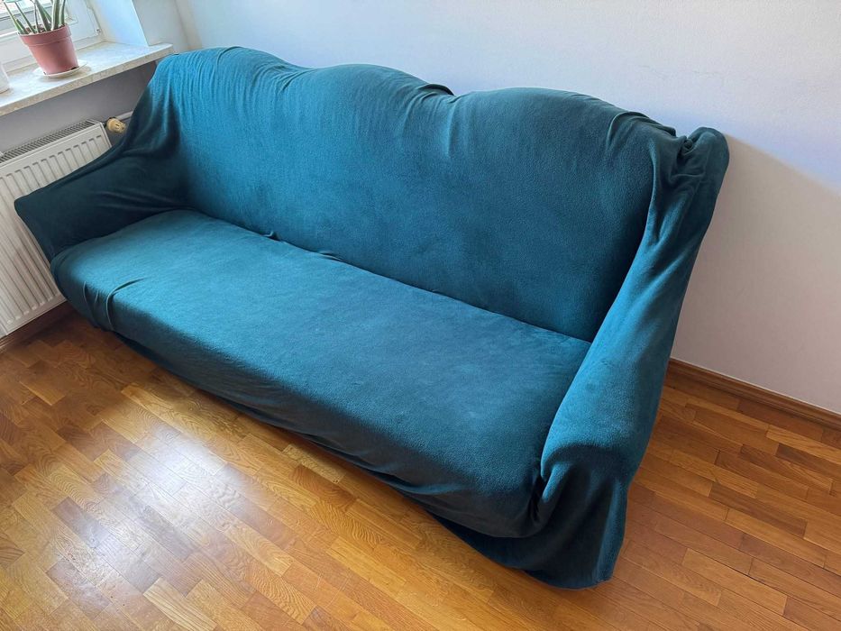 Aksamitny Pokrowiec na Sofę 3-4-osobową Ciemnozielony