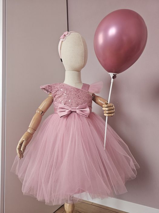 Дитяча святкова рожева пудрова пишна ошатна сукня на 1 2 3 4 5 6 років