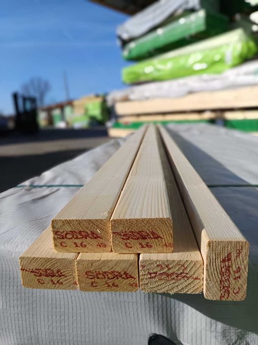 ŁATY suche strugane ZAOBLONE 38mm x 63mm Szwecja C16