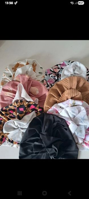Paka 7 szt. turbanów dla dziewczynki 3-6 m-cy