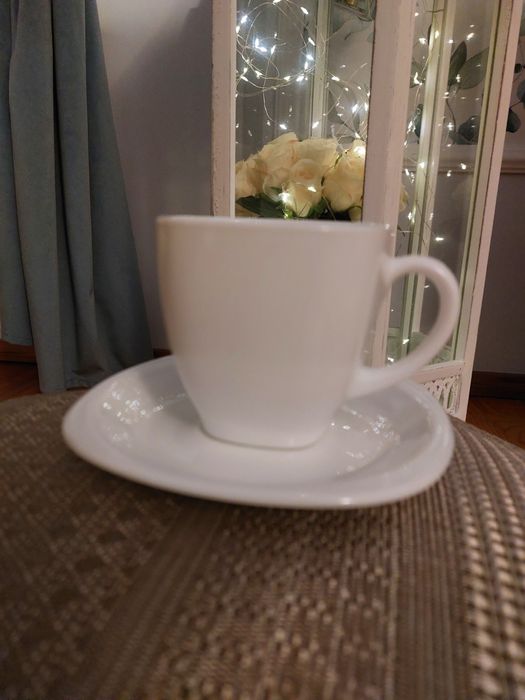 LUMINARC 6 kpl. CARINE WHITE Serwis kawowy 220 ml 12/6