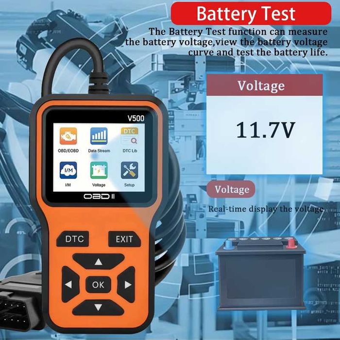 Skaner tester diagnostyczny OBD2 V500 czytnik kodów kontrola napięcia