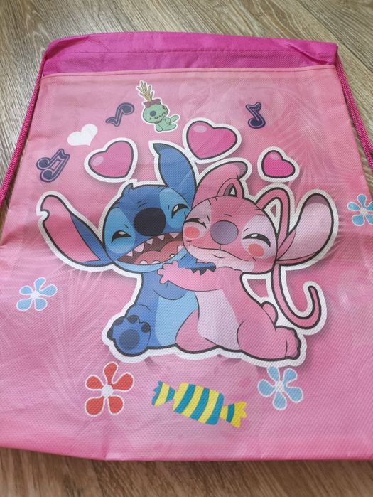 Nowy różowy worek Angel i Stitch / szkolny / na buty / na wf / sport