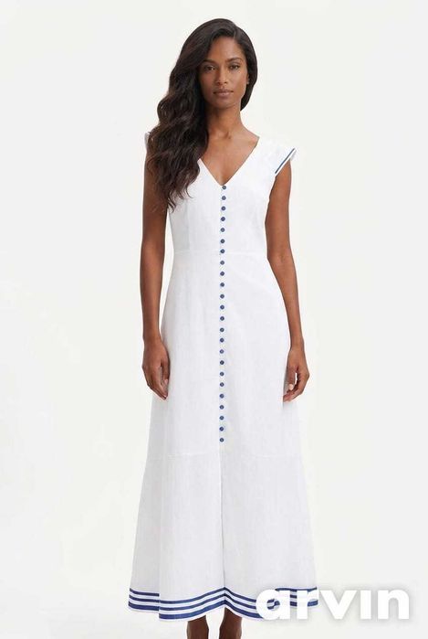 Vestido branco comprido fresco M novo - algodão com linho
