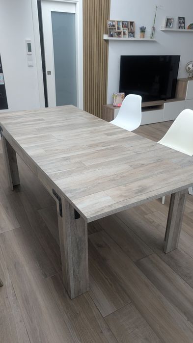 Mesa jantar extensível tons cinza64552536526466123