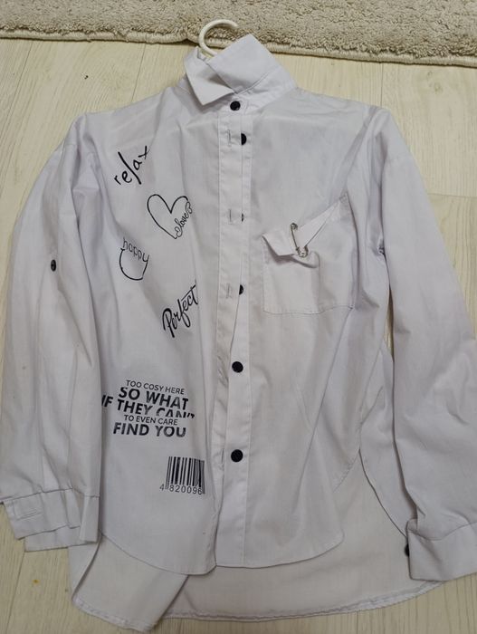 Белая Рубашка с принтом