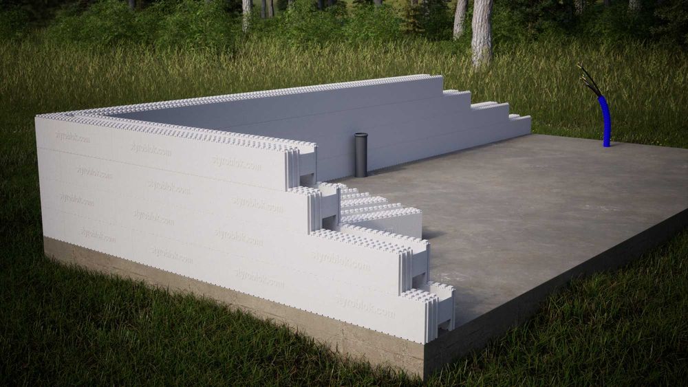 Zbuduj sam dom 7x10m.Szybko tanio.Komplet bloczków Styroblok 0,15W/m²K