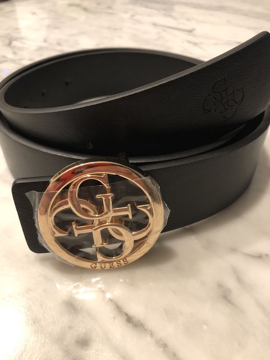 Pasek Guess czarny  gładki  uniseks