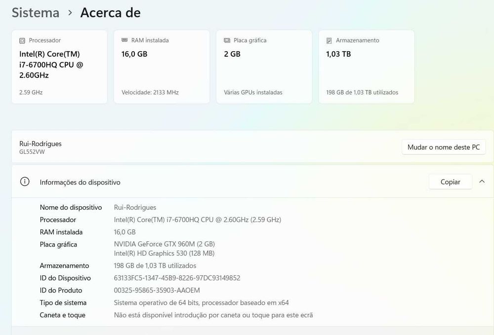 Portátil Gaming ASUS Rog