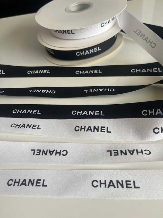 Oryginalna Wstążka Chanel bawełna 1,5metra szer 2,5cm biała czarna