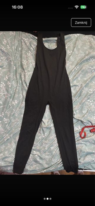 Czarny długi kombinezon na ramiączkach