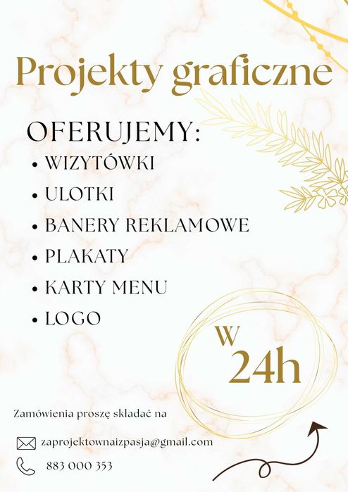 Projekty graficzne- wizytówki, ulotki, banery, kalendarze, logo, karty