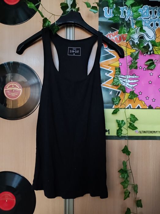 Czarna Bluzka na Ramiączkach Tank Top XL Oversize SinSay Basic