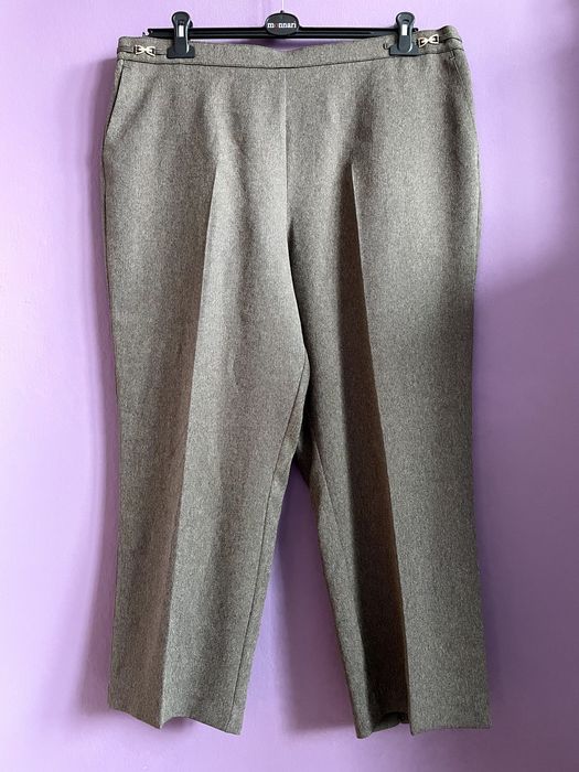 eleganckie spodnie classics petite 48 brązowe