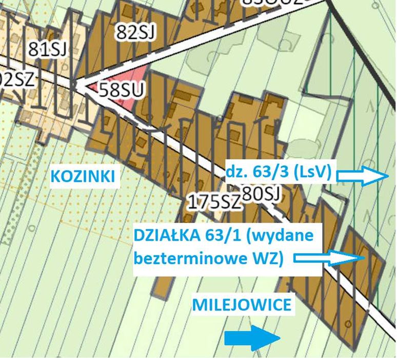 Działka budowlana - przy lesie Milejowice Kozinki