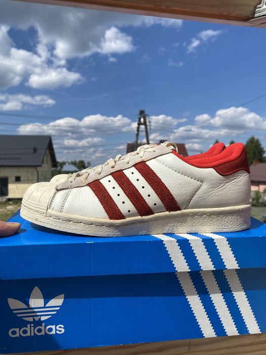 Adidas Superstar 82 White Vivid Red Cloud White