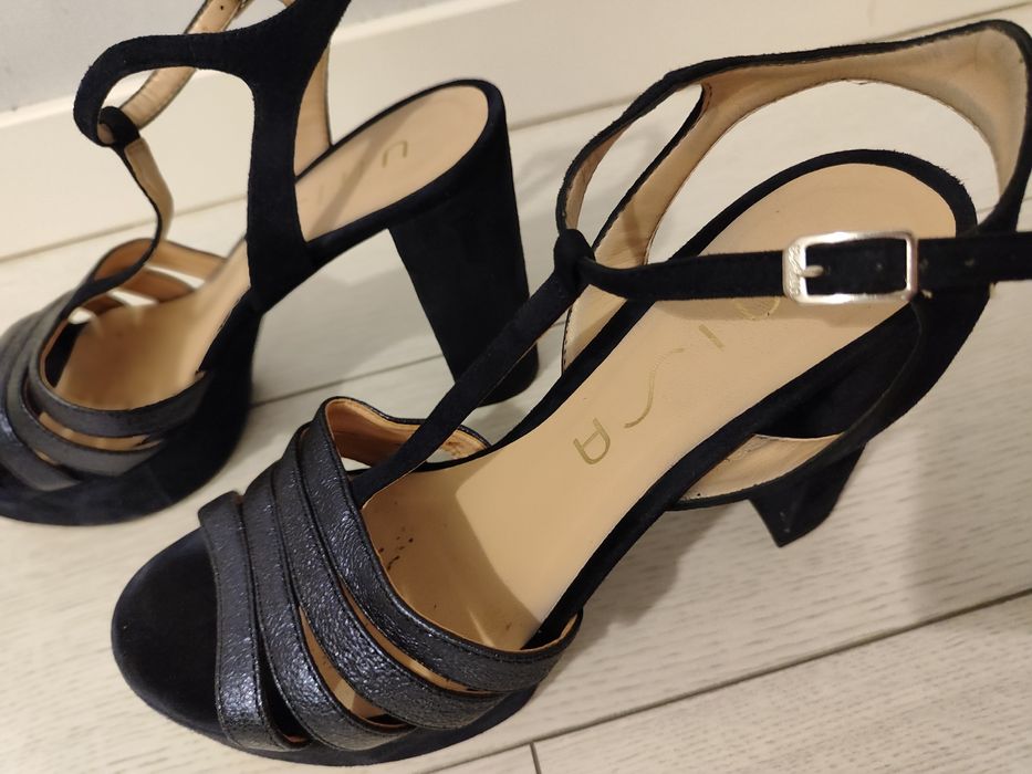 Босоніжки сині,натуральна замша