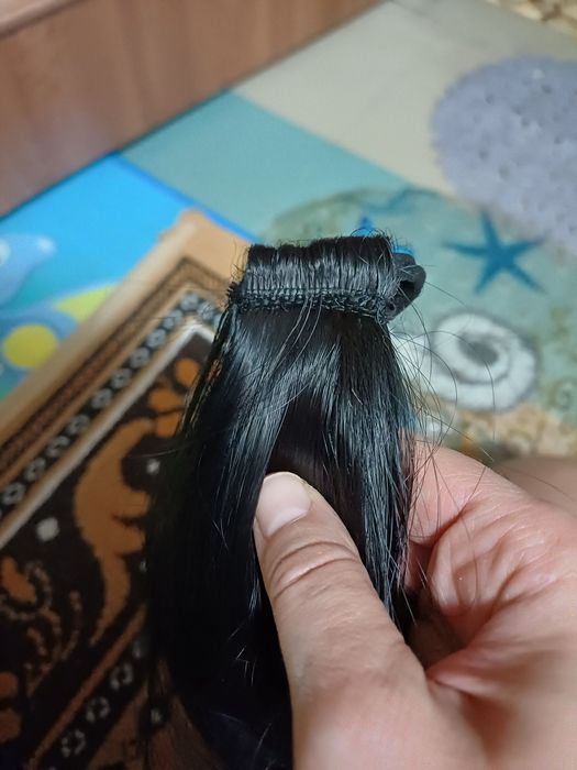 Волосы искусственный, хвостик,  черный, шатен,новый.