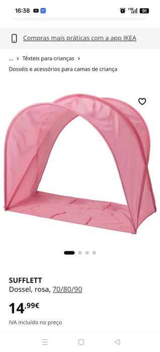 Cama de criança IKEA Kritter com estrado, colchão e dossel