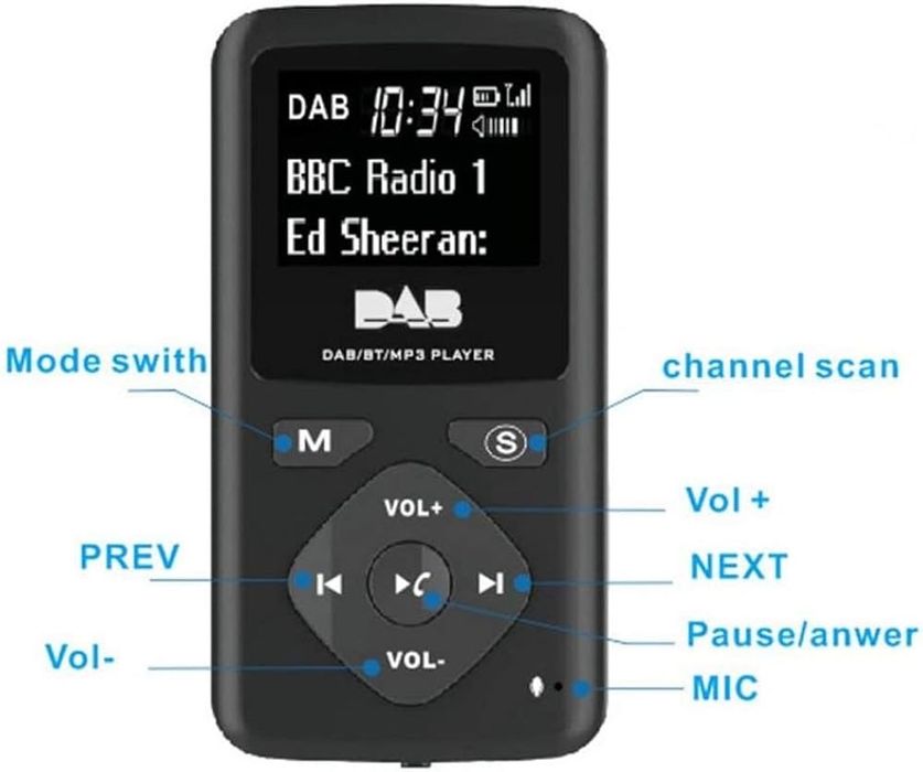 Цифрове радіо Bluetooth 4.0 Персональне кишенькове FM-радіо,мp3 плеєр