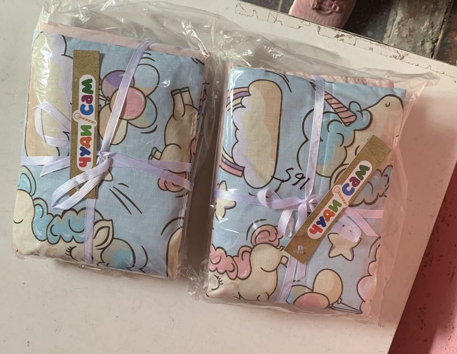 Постіль на кроватку для кукли ляльки пупса ковдра подушка простирадло