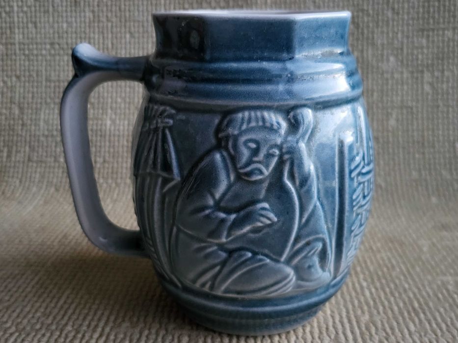 Кружка для пива с сюрпризом, фарфор, керамика, Козак с бандурой