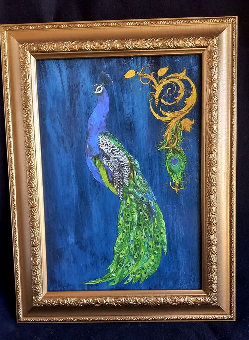 Quadro decorativo pavão