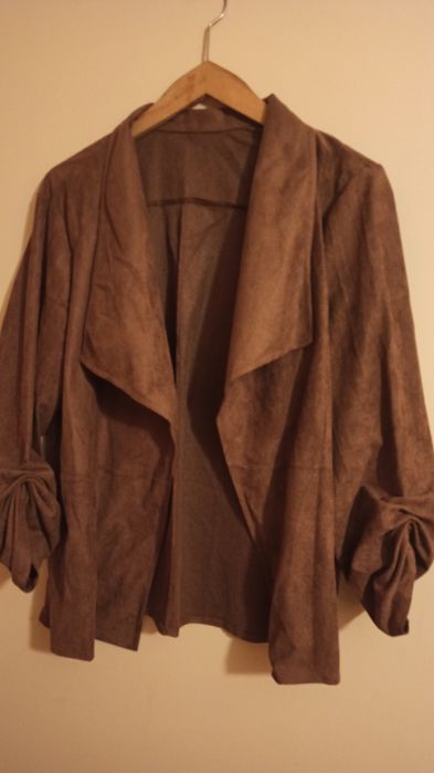 Żakiet narzutka  Emery Rose XL 42 miękki zamsz mleczna czekolada