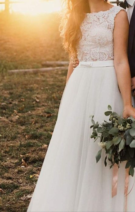 ORYGINALNA SUKNIA ŚLUBNA. .boho.retro.prowansja.glamour. KORONK