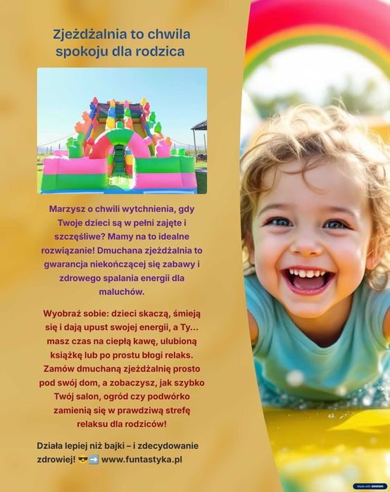 Zjeżdżalnie dmuchańce wynajem Grudziądz Gruta Wąbrzeźno wolne terminy