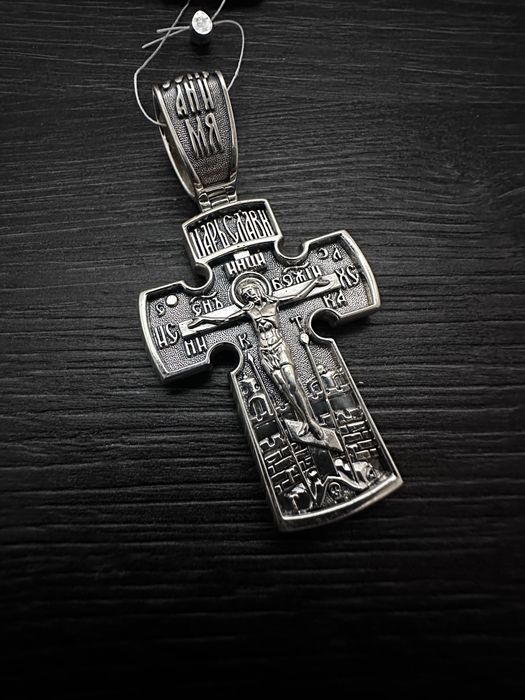 Серебряный крест 925 пробы для большой цепи. Архангел