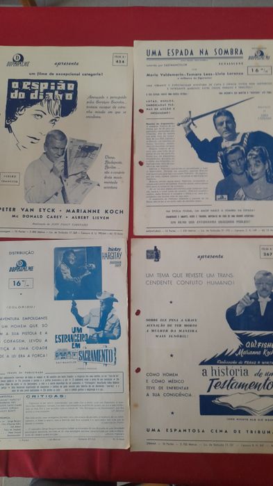 Panfletos Antigos  Filmes Anos 50/60
