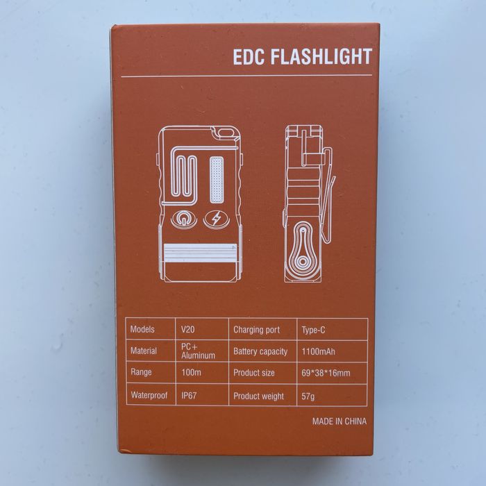 BORUIT V20-1 ультрафіолетовий EDC ліхтарик 1000 люмен IP67 USB-C